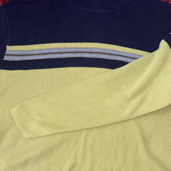 Striped Green and navy Women's Sweater - Picture 7 of 8